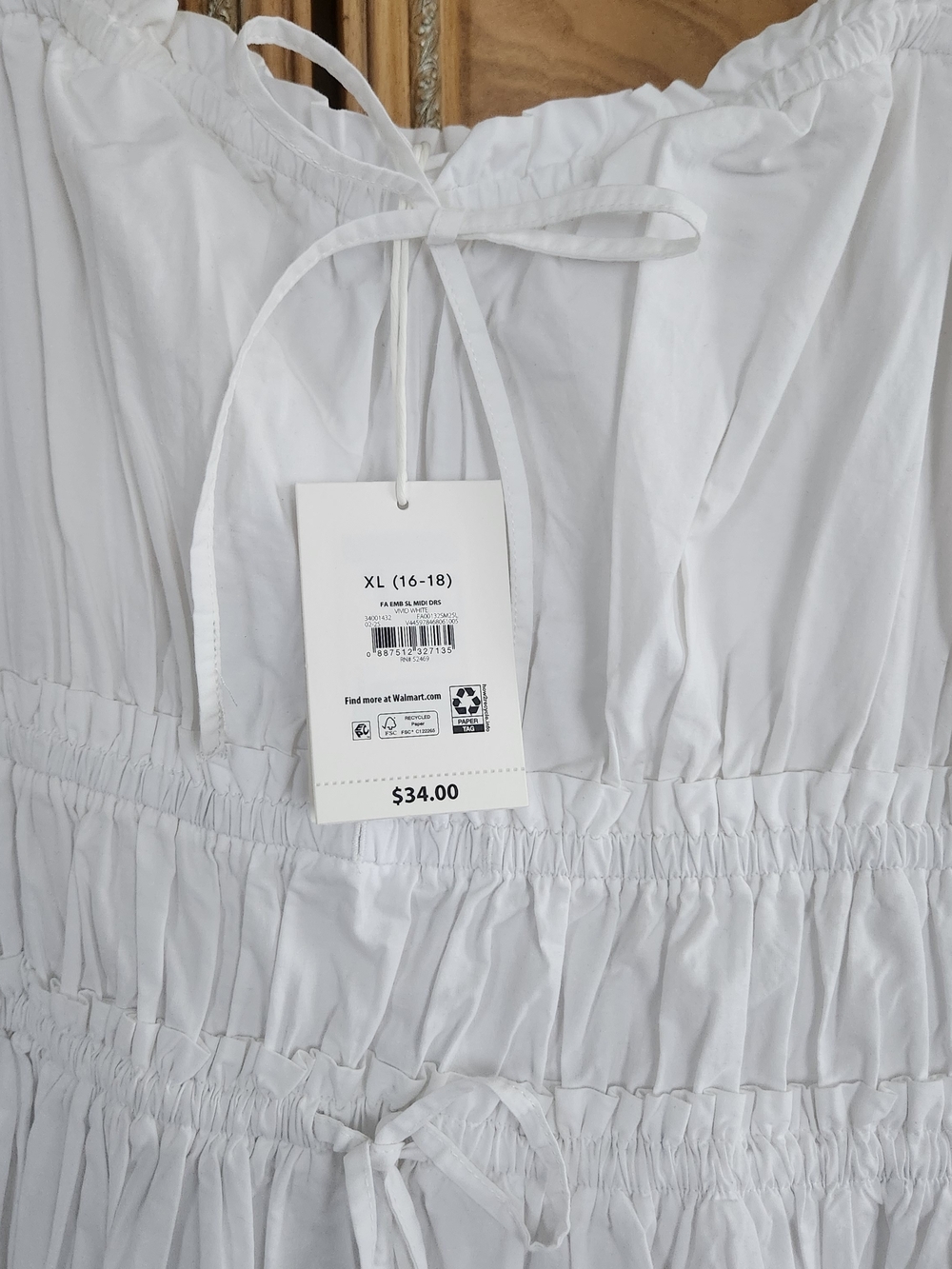 Free Assembly White Eyelet Midi Sundress with Smocked Waist - Picture 2 of 6